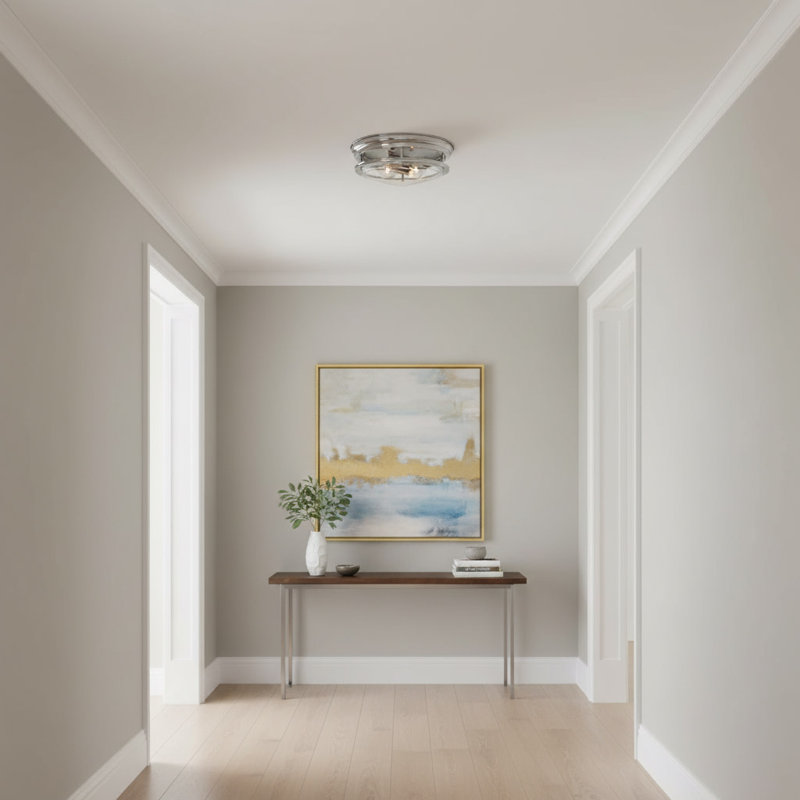 Hadley Two-Light Flush Mount Ceiling Light, Chrome, Incandescent, Clear