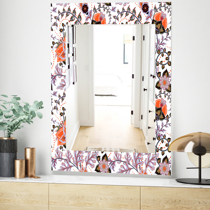 Miroir mural à motif de texture moderne et contemporain, H 24 po x l 32 po, Floral