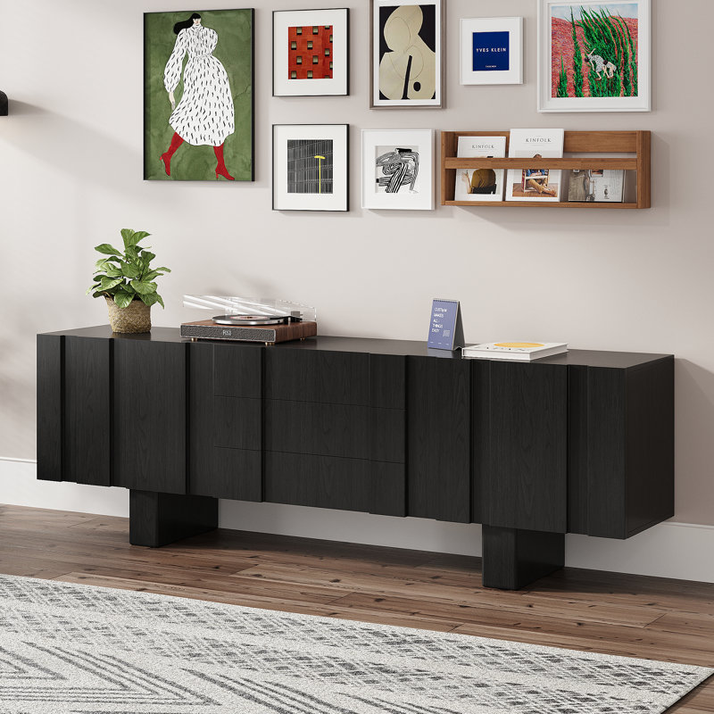 Brown Wood Modern Tv Stand, Black