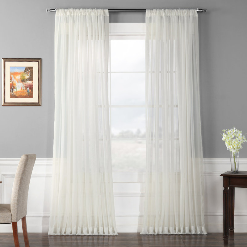 Carissia Extra Wide Sheer Curtain Panel, Off-White, 100" W x 108" L