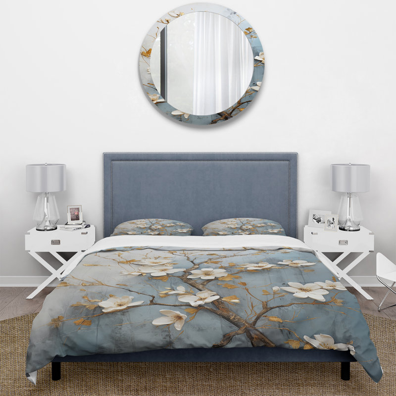 Ensemble de housse de couette floral Peacewoodness, Housse de couette simple et deux taies décorative