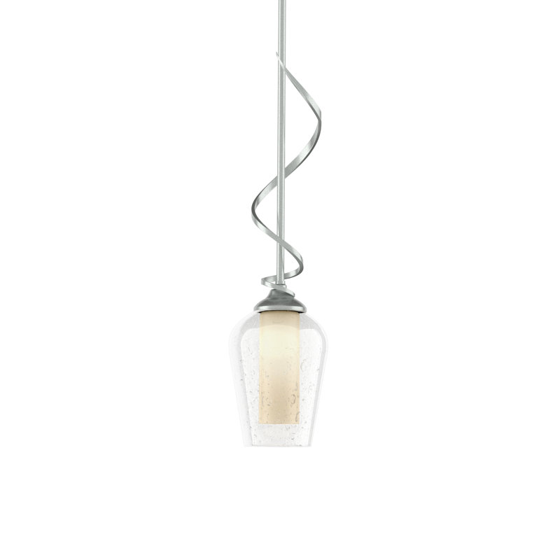 Flora 1 - Light Single Bell Pendant, Opal and Seeded, Vintage Platinum