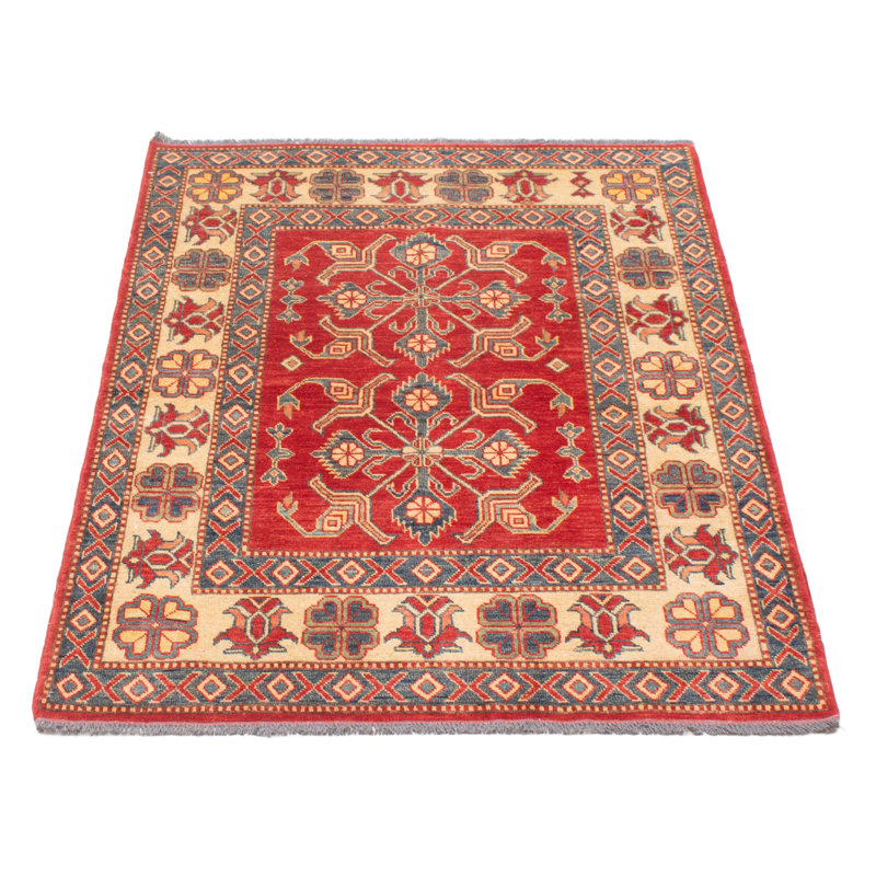 Tapis rouge en laine noué à la main de conception unique 4 pi 2 po x 6 pi 2 po nouvel âge Acherman