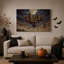 «Treehouse Village with Glowing Lanterns Under Halloween», art mural sur toile-760498842