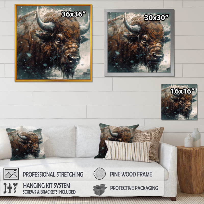 «Bison Portrait In The Wild I» sur toile, H 16 po x l 16 po x P 1 po, Toile tendue