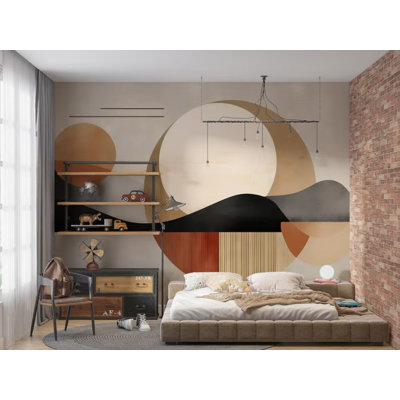 Modern Abstract Sunset Landscape Wall Mural