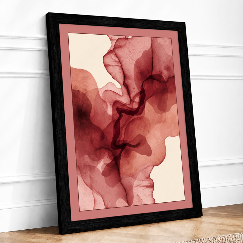 Crimson Flow Abstract - Framed Print, A1 - 84.1 x 59.4 cm, Black