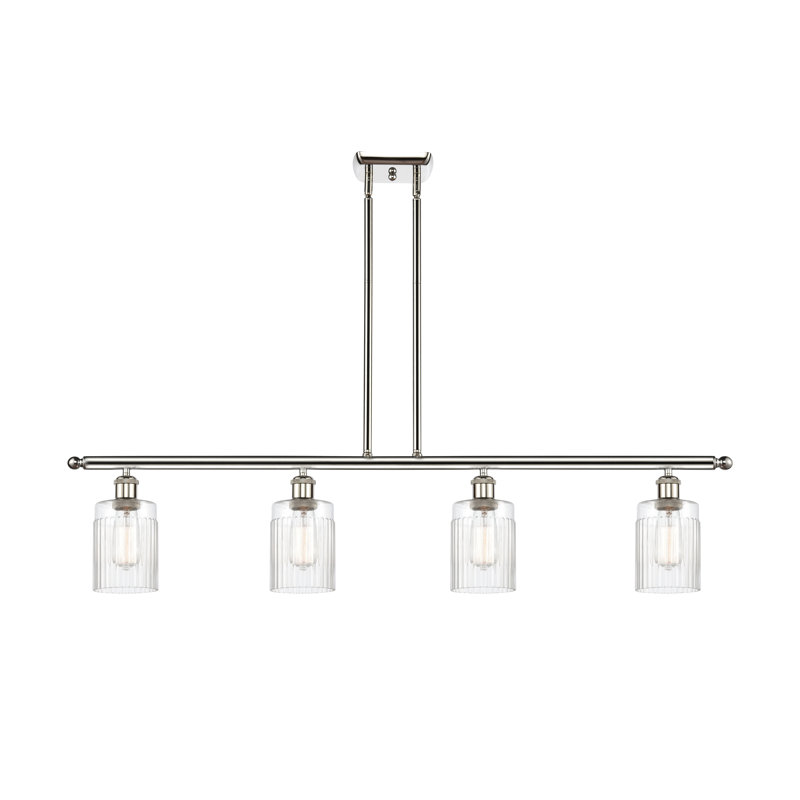 Caplinger 4 - Light Kitchen Island Pendant, 6 Watt Vinage LED Bulb, Polished Nickel