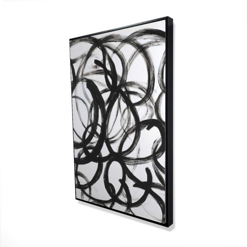 Abstract Curly Lines - Framed Canvas Art for Home Decor