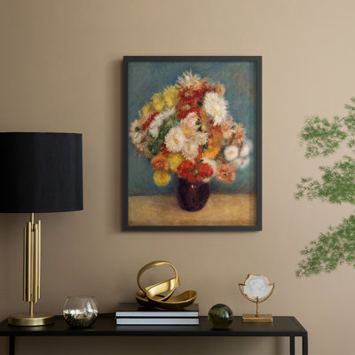 "Colorful Chrysanthemums", reproduction encadrée - bois massif