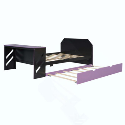 Wood Daybed with Trundle,Desk and USB