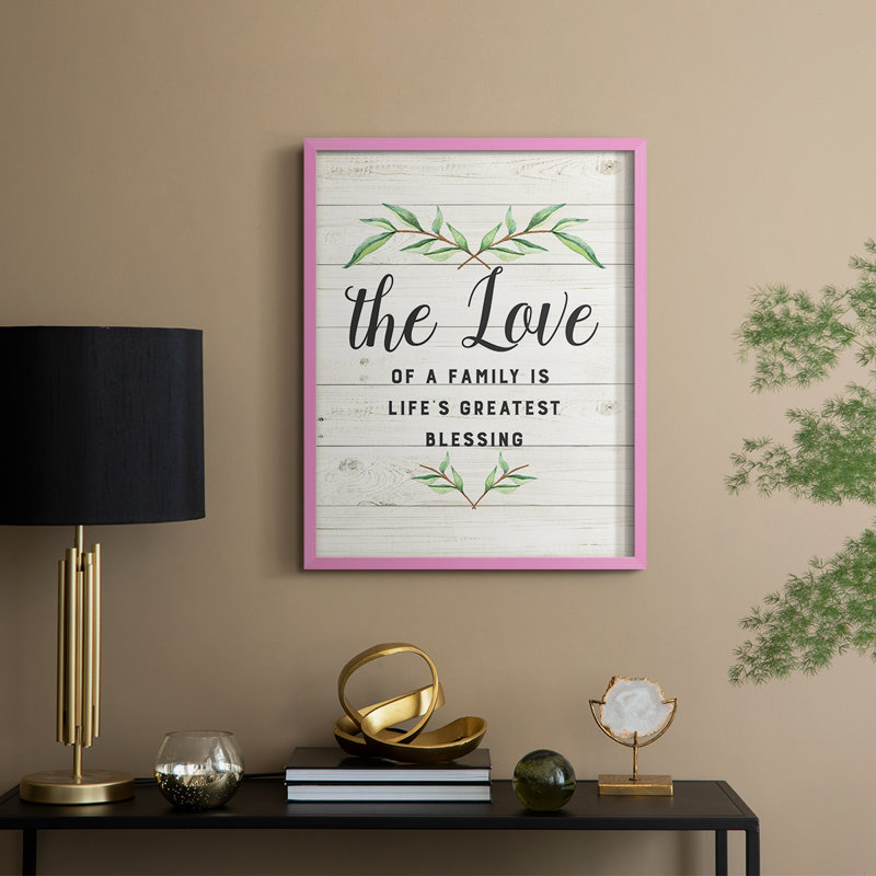 «Love of a Family», reproduction encadrée - bois massif, H 21 po x l 17 po, Rose