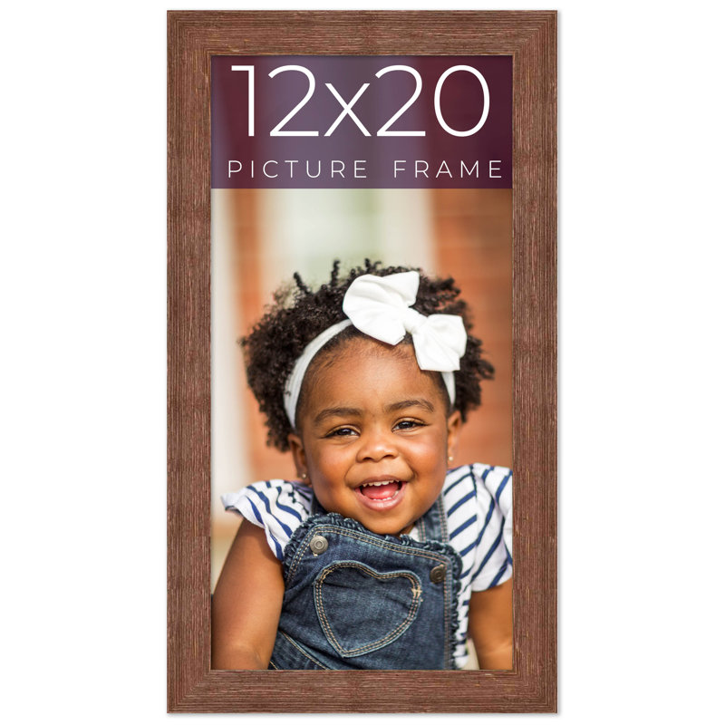 Kaise Solid Wood Picture Frame, Farmhouse Brown, 12" W x 20" H