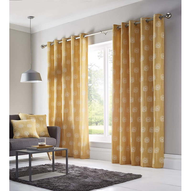 Brande Eyelet Room Darkening Curtains, Width 168 x Drop 229cm, Ochre