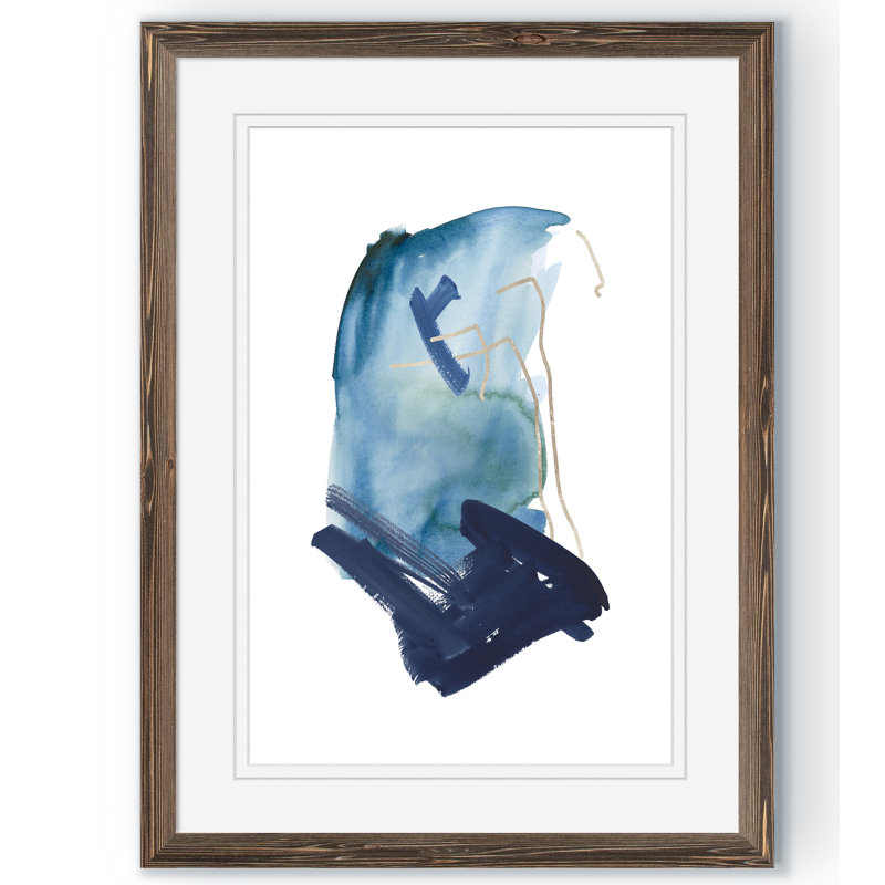 «Indigo Collide IV» par Paul Cezanne - reproduction d'art encadrée, H 22 po x l 16 po x P 2 po, Impression encadrée, moka