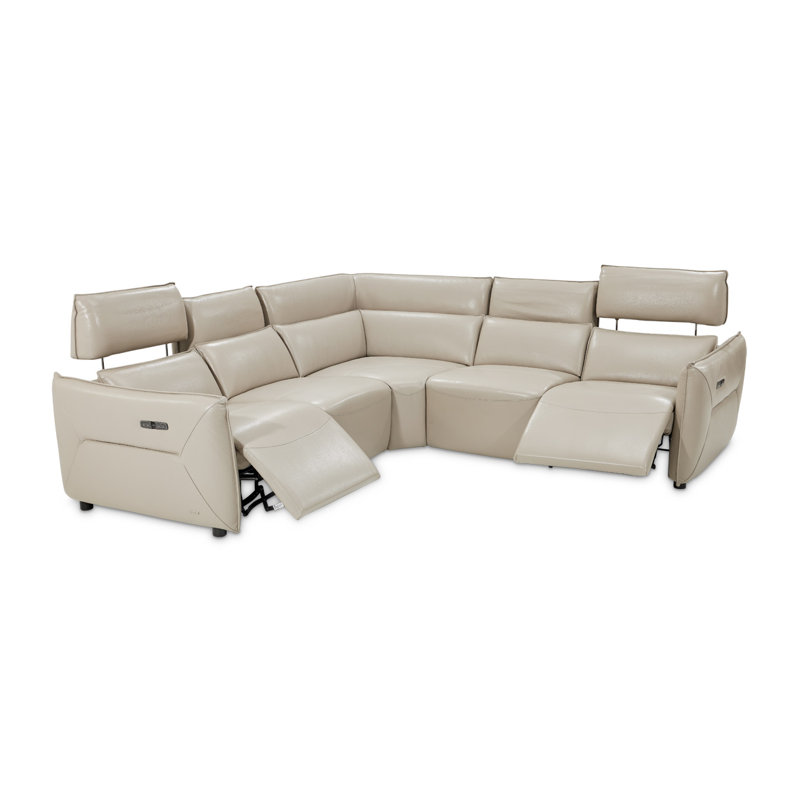 Mia Bella Sectional, Gray Genuine Leather