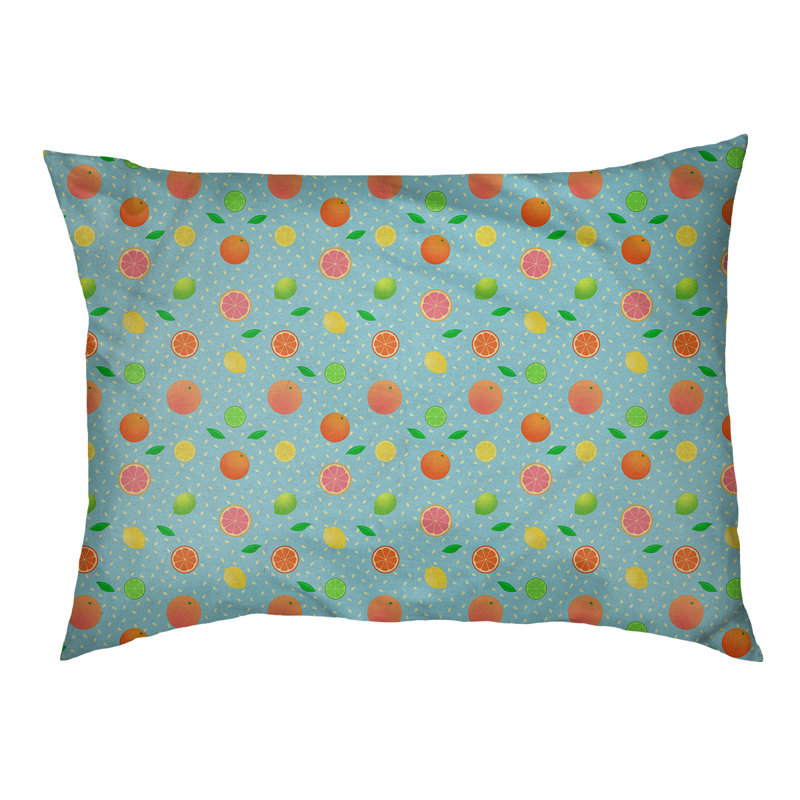 Coussin pour chien agrume fruit Byrge, Moyen (l 30 po x P 20 po x H 10 po), Bleu clair / orange / jaune