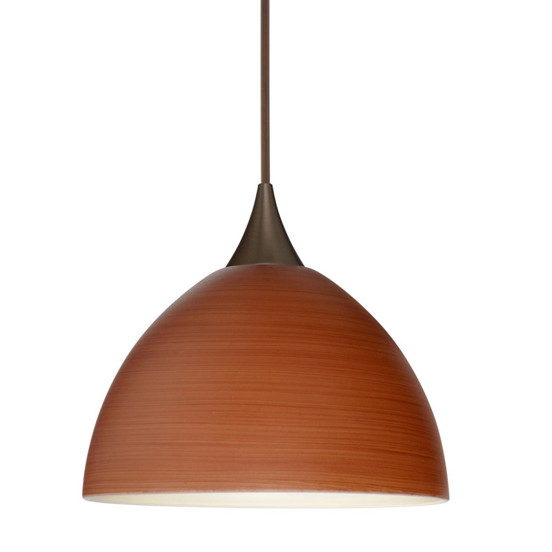 Luminaire suspendu en forme de dôme à 1 lumière Undis, Bronze, Cerisier, Halogène