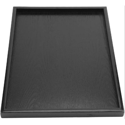 Plateau noir, plateau à thé alimentaire, plateau-repas rectangulaire en bois massif