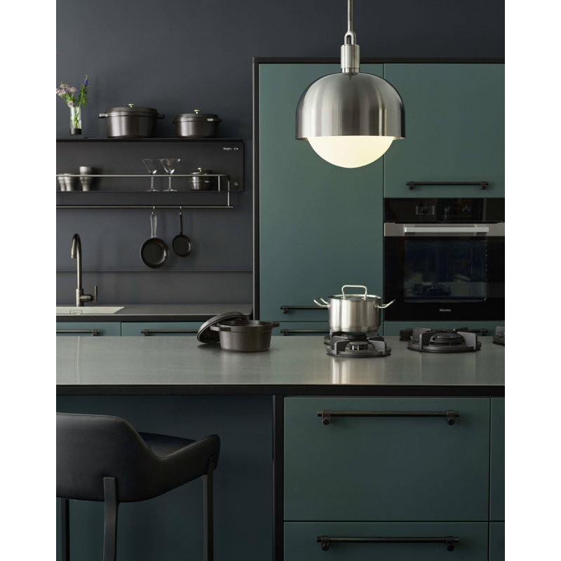 1 - Light Pendant, Opal/Brass