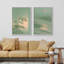 «Minimalist Green Toned Nature & Sunset Duo Art», reproduction d'art sur toile encadrée 2 pièces-120667276-120667279