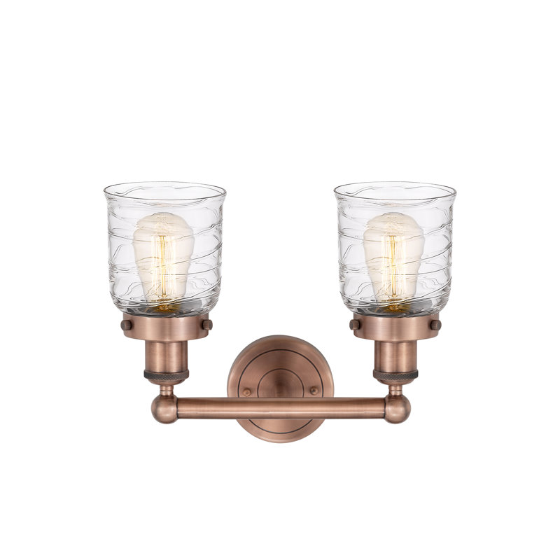 Éclairage pour meuble-lavabo à 2 lumières à intensité variable Corralitos, Cuivre antique, Tourbillon déco transparent