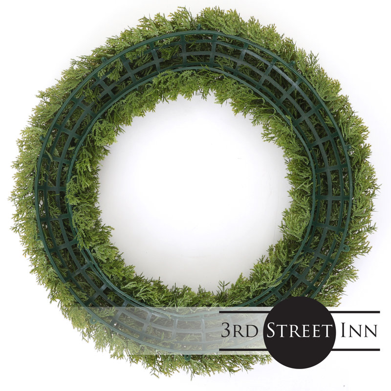 20.5" Green Cypress Front Door Wreath with Realistic Foliage