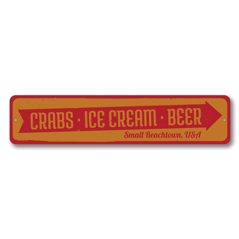 Plaque en aluminium Crabs Ice Cream Beer, H 4 po x l 18 po x P 0,04 po