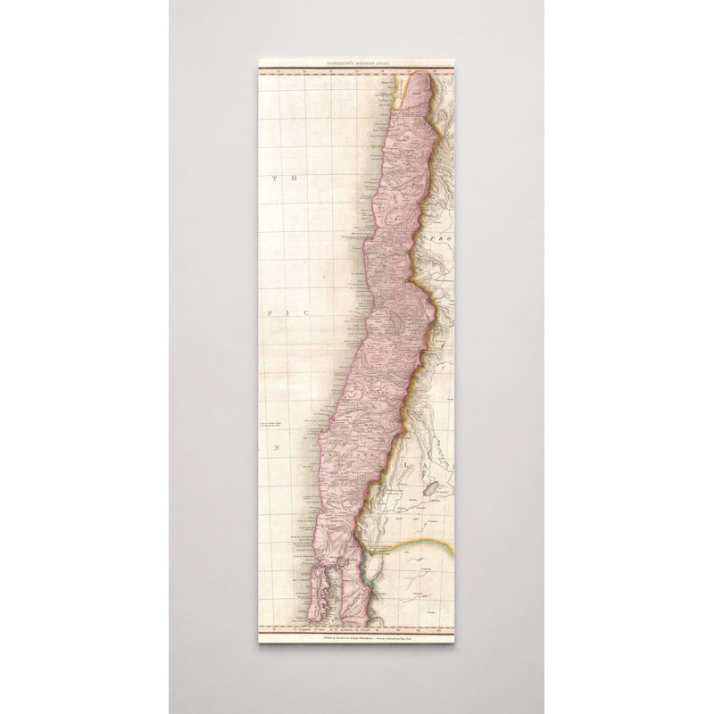 «Pinkerton Map of Chili» (1818) - art mural sur toile
