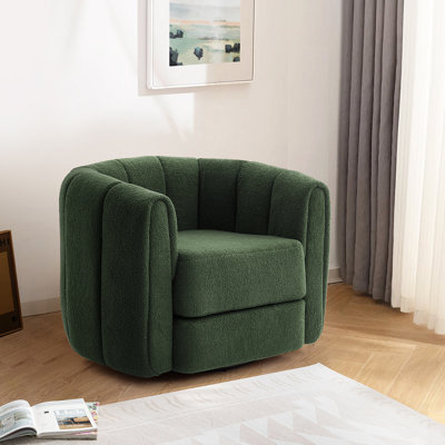 Fauteuil d'appoint pivotant pour le salon, fauteuils à canapé avec base en bois, Fauteuil d'appoint pivotant confortable avec large revêtement, pour le salon