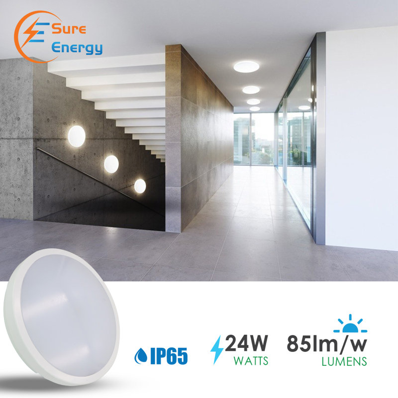 24W LED Bulkhead Ceiling Light IP65 Waterproof, 24W 2000 Lumens, Neutral White ideal for Outdoor Wall Lighting, 6000K