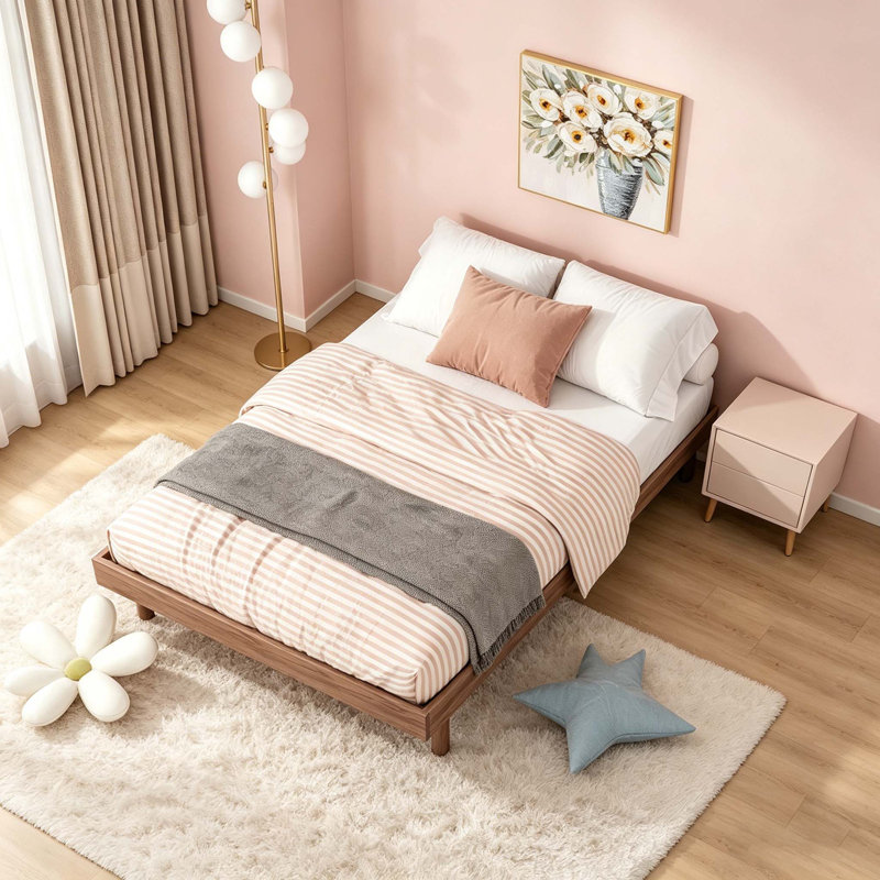 Bed Frame, Platform Bed, Twin Bed Frame Wood, Twin Frame, Floating Bed Frame, Twin, Brown
