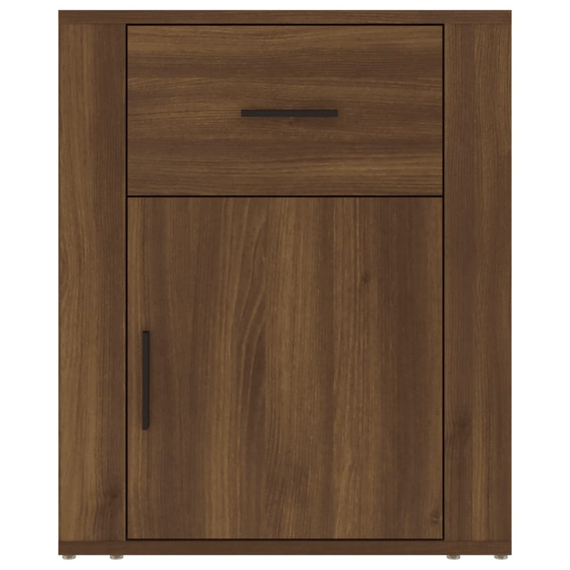 Karinn 50cm W Manufactured Wood Bedside Table, Brown Oak