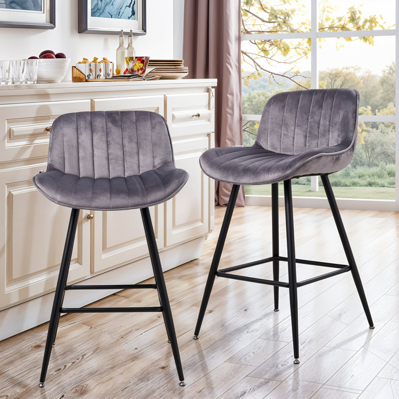 Upholstered Counter Stool, Grey