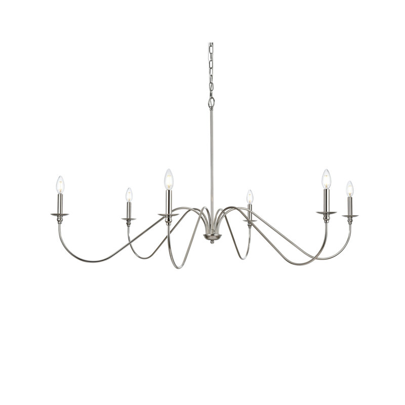 Sherree 6-Light Dimmable Chandelier, 28" H x 54" W x 54" D, Polished Nickel