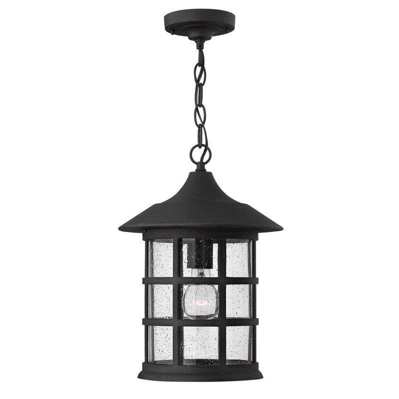 Freeport 1 Light Outdoor Hanging Lantern, Classic White, Clear Seedy, Medium
