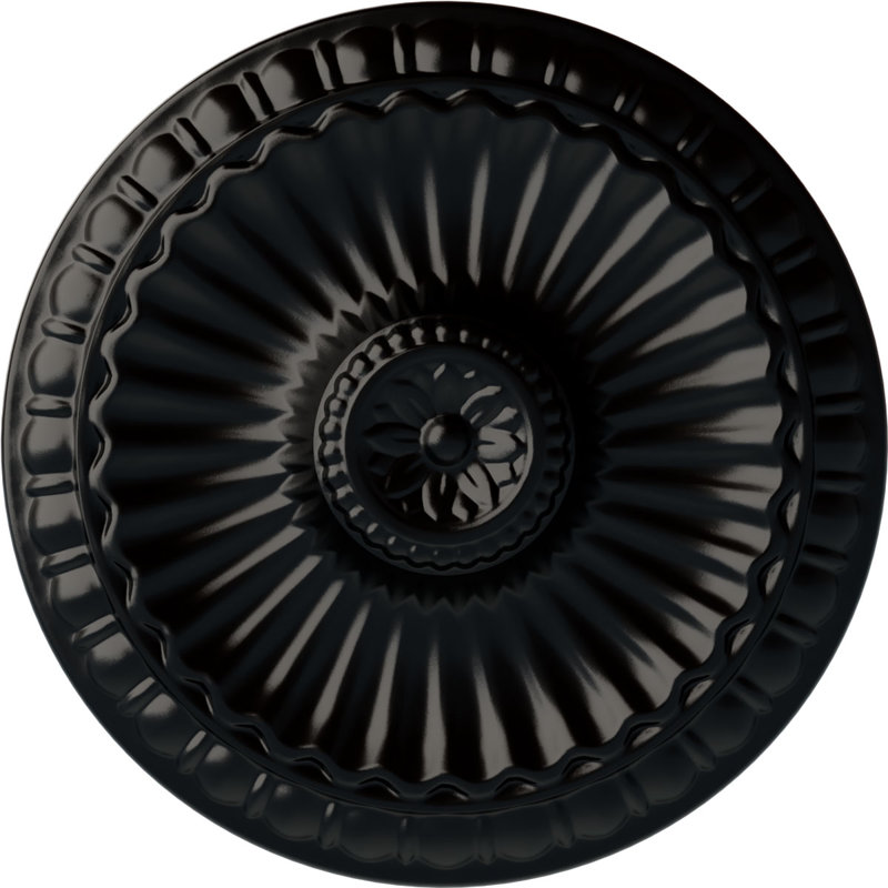 Médaillon de plafond H 11,25 po x l 11,25 po x P 0,875 po Linus, Noir de jais