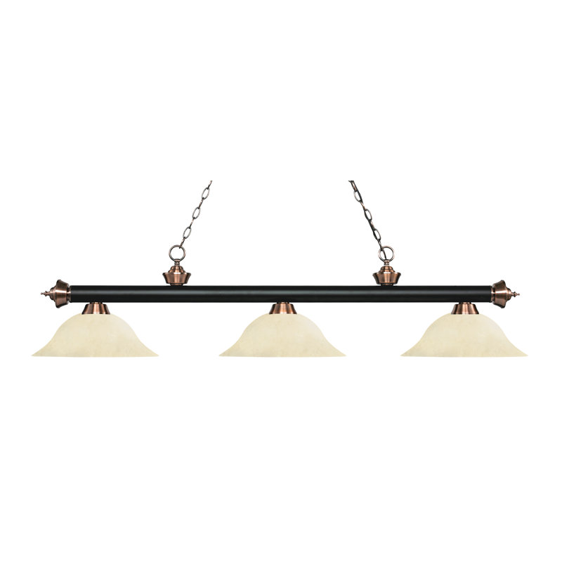 Luminaire suspendu linéaire à 3 lumières pour table de billard Chevelle, Noir mat, Golden Mottle