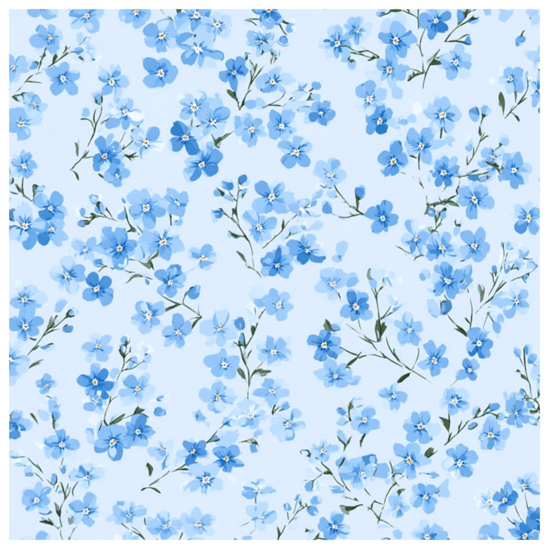 Blue Floral Pattern Quilted Bedspread All Sizes, Queen