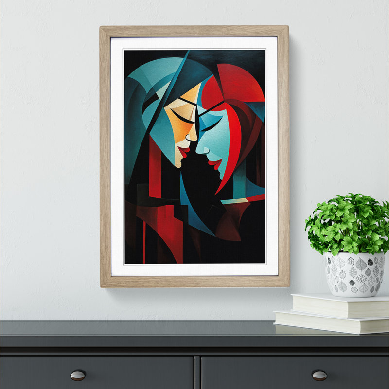 Two Women In Love Orphism Framed Print, Oak Framed, 34cm H x 25cm W