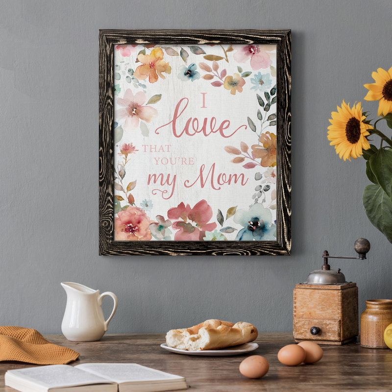 «Love Mom», art textuel sur toile, H 44 po x l 31 po x P 1 po, Noir
