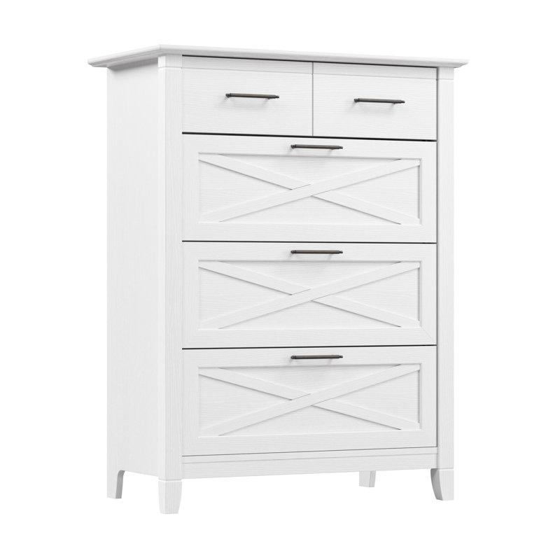 4 Drawer Chest, Farmhouse Style, Tall Storage Cabinet, Pure White Oak, White
