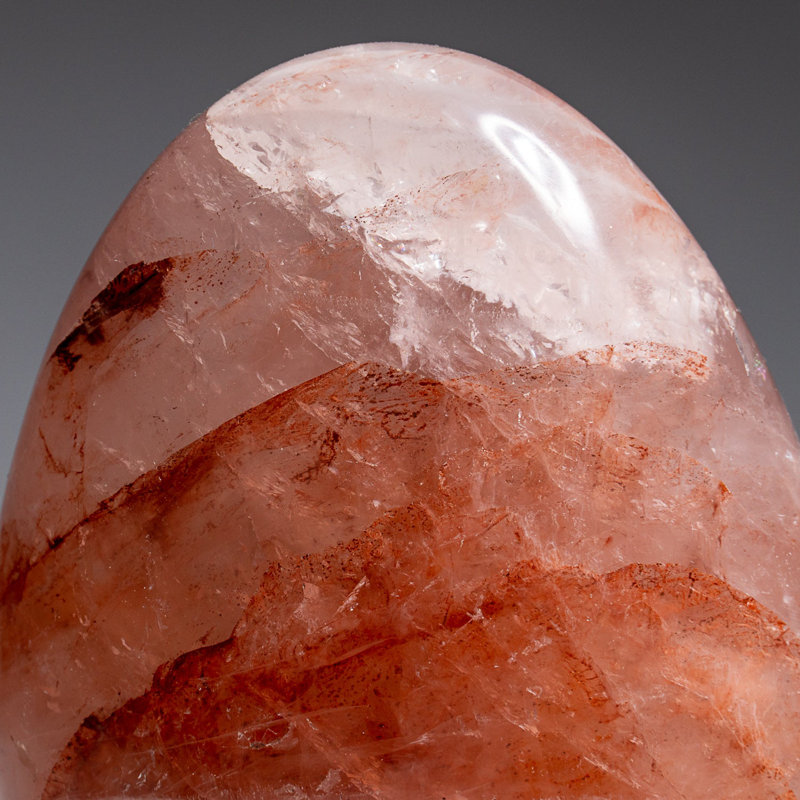 Genuine Polished Strawberry Quartz Flame Freeform (1.4 Lbs), 4" H x 3" W x 1.5" D, Pink