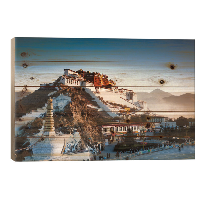 Célèbre palais du Plota, Lhassa, Tibet par Matteo Colombo - impression sur bois sans cadre, L 40 po x H 26 po