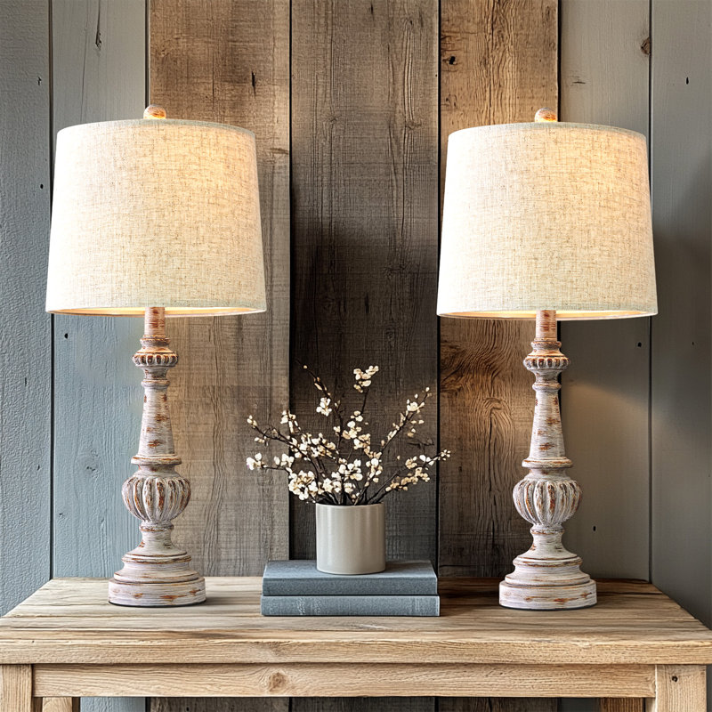 Shaunte 24.5"Antique Traditional Table Lamp Suitable for Living Room, Bedroom, Office, Bedside Table
