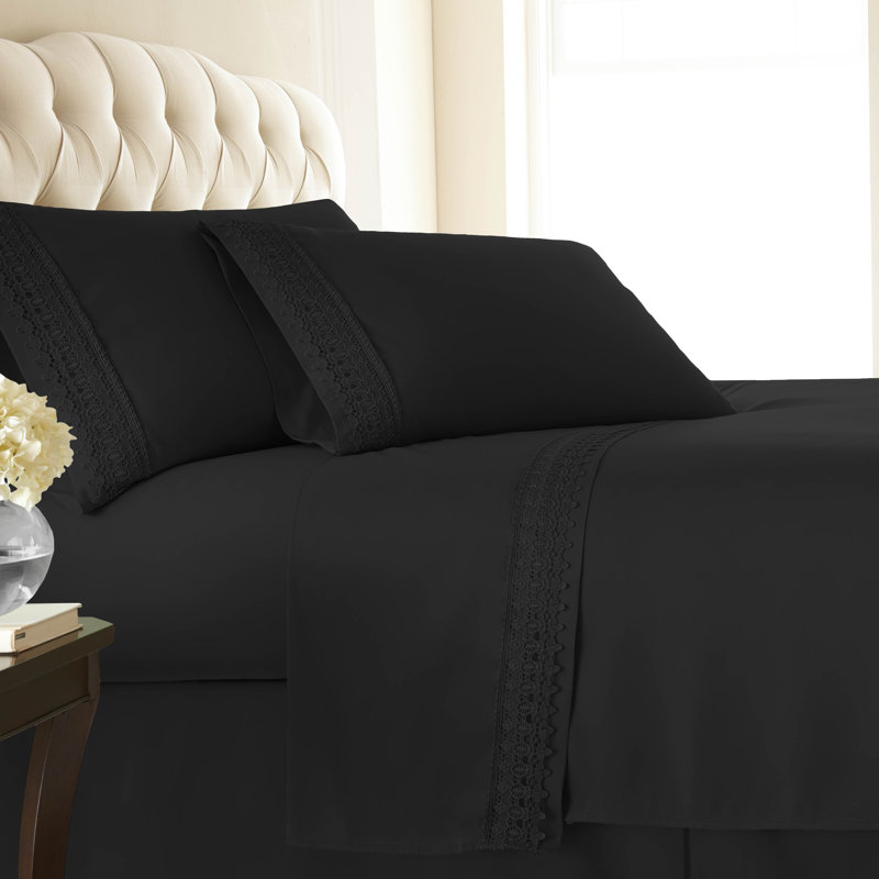 Ensemble de draps en microfibre Jaquil, Très grand, Noir