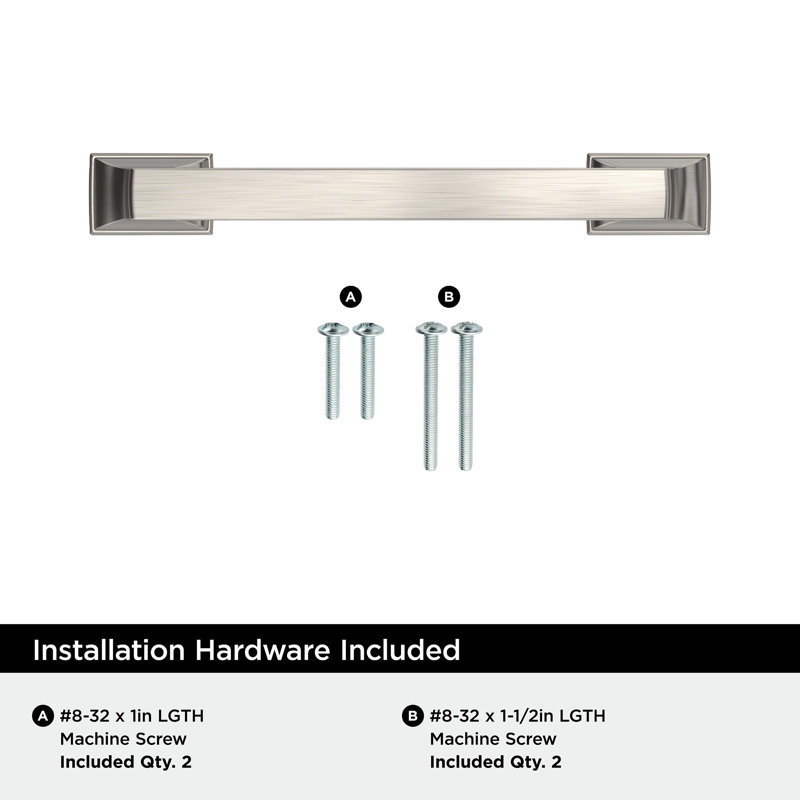 Poignée d'armoire Incisive 3-3 / 4 po (96 mm) centre à centre en nickel satiné - paquet de 10, 3 3/4", Nickel satiné