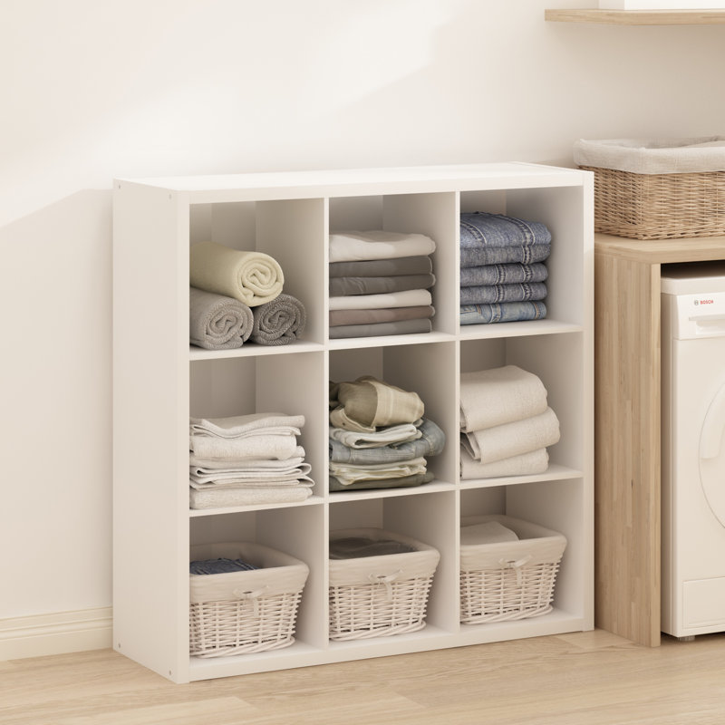 Étagère de rangement Berrien Cube, 9 cubes, dos ouvert, structure extra-épaisse, idéale pour le rangement et l'organisation, salon, bureau, blanc