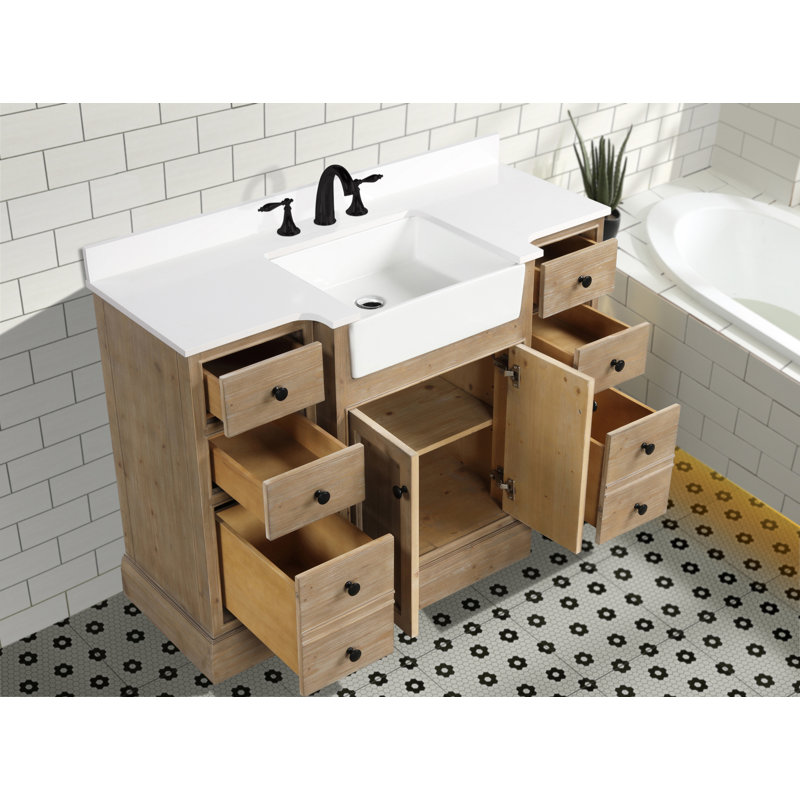 Ensemble de meuble-lavabo simple 48 po Claire, Pierre artificielle blanche