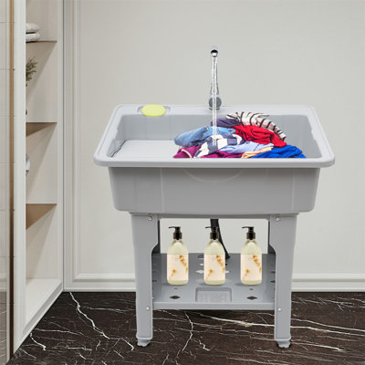 31.5'' L x 22.05'' W Grey Free Standing Laundry Sink with Faucet